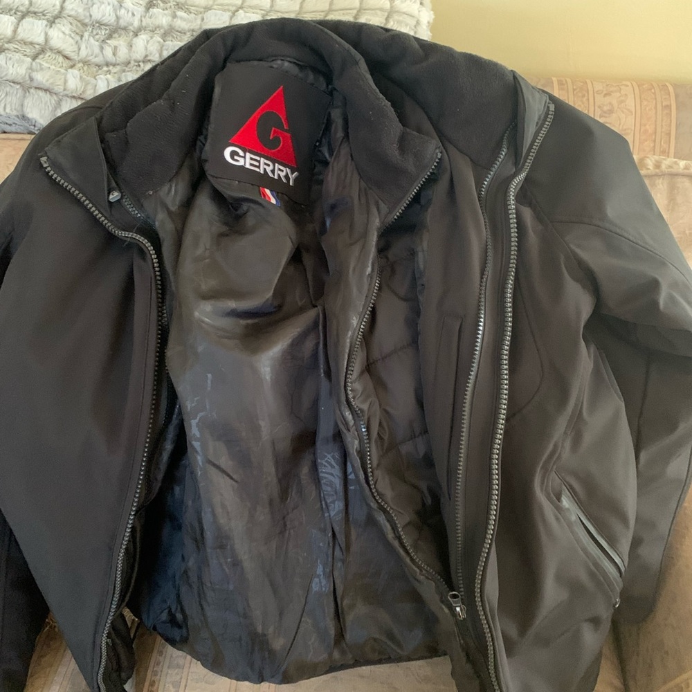 Black winter coat Med. two piece, soft shell and outer shell. like new. - Picture 4 of 6